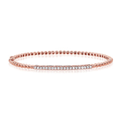 14K Gold Beaded Diamond Bangle Bracelet