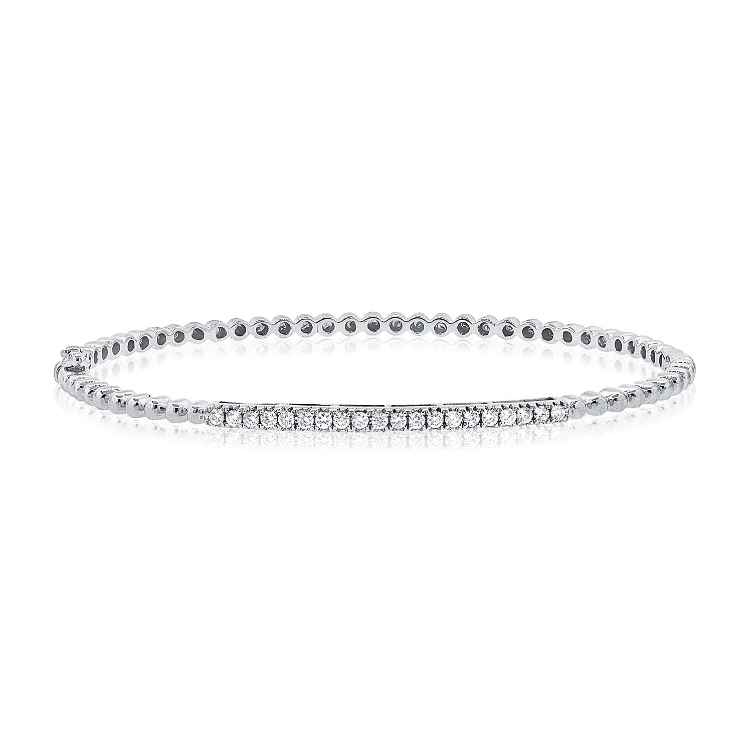 14K Gold Beaded Diamond Bangle Bracelet