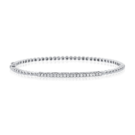 14K Gold Diamond Bangle Bracelet – 0.30 CT Beaded Stackable Bangle