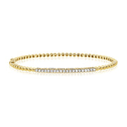 14K Gold Beaded Diamond Bangle Bracelet