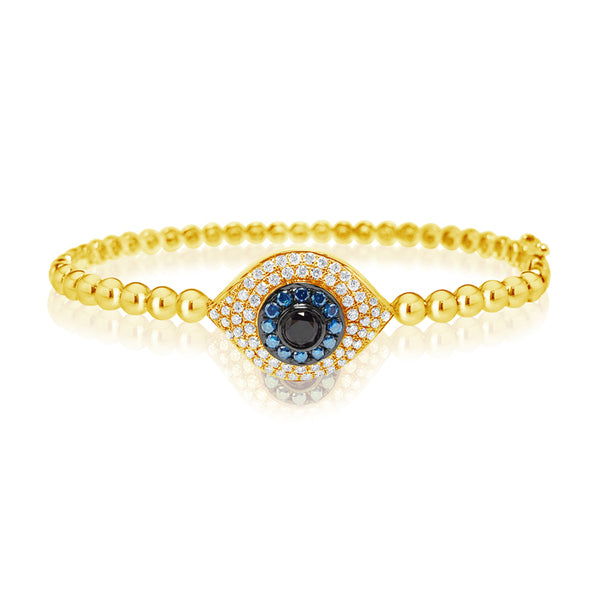 Gold & Diamond Evil Eye Beaded Bracelet