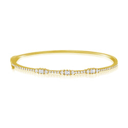 Elegant Diamond and Baguette Line Bracelet in 14K Gold