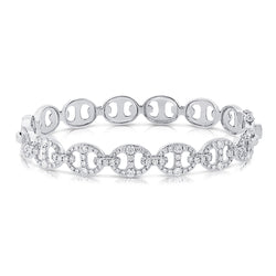 14kt Gold & Diamond Designer Link Bangle Bracelet