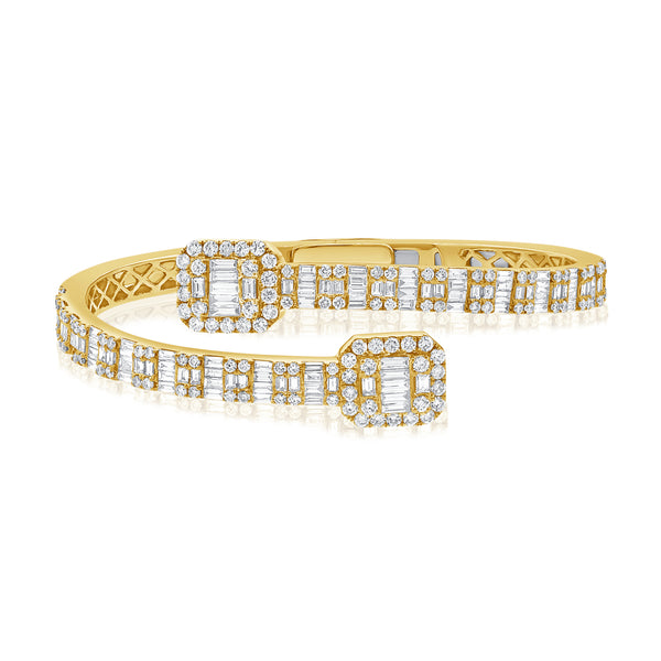 4.83ct Baguettes & Round Diamond Flexible Cuff Bracelet