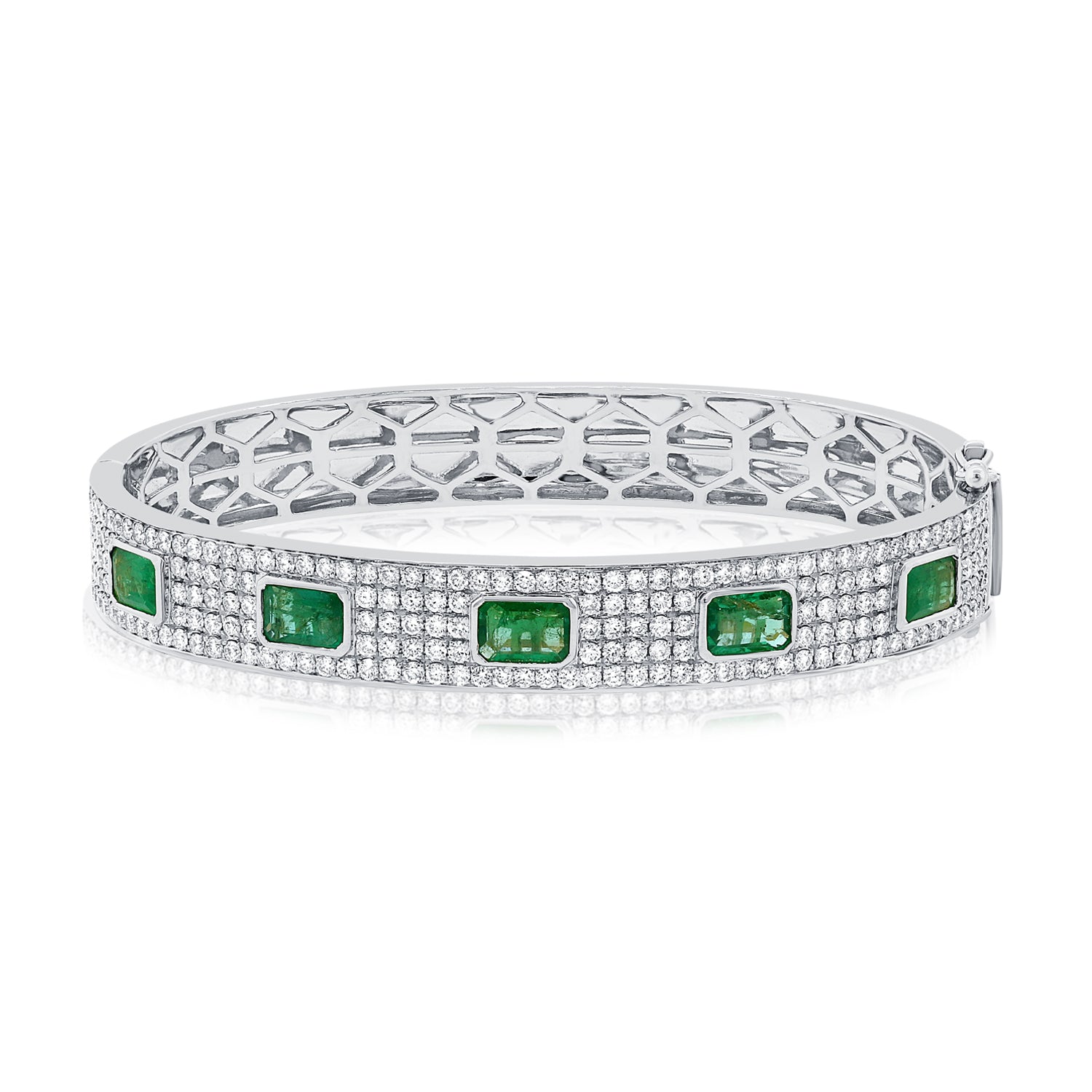 5.60ct Emerald & Diamond Bangle Bracelet