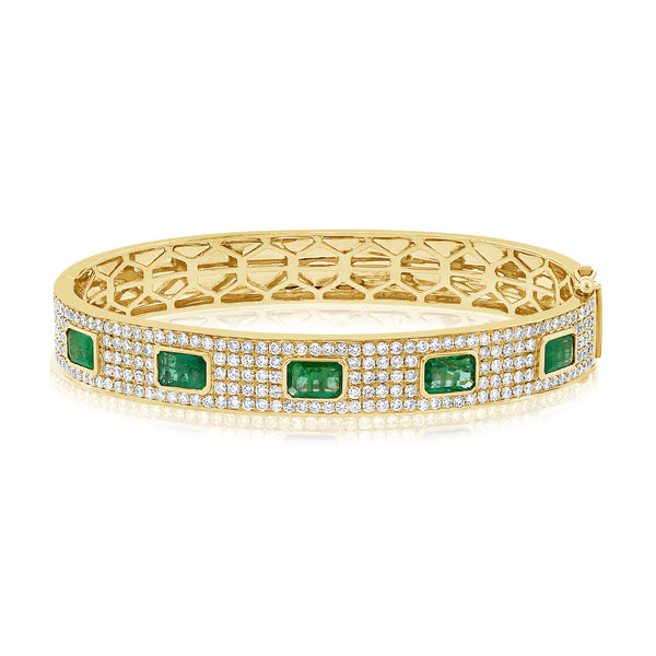 5.60ct Emerald & Diamond Bangle Bracelet