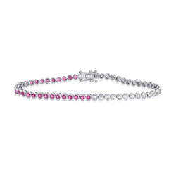 Exquisite 2.70 Carat Pink Sapphire and Diamond Tennis Bracelet