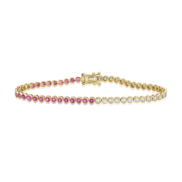 Exquisite 2.70 Carat Pink Sapphire and Diamond Tennis Bracelet