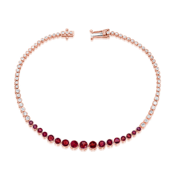 Radiant Ruby & Diamond Gradient Tennis Bracelet