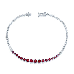 Radiant Ruby & Diamond Gradient Tennis Bracelet