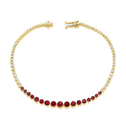 Radiant Ruby & Diamond Gradient Tennis Bracelet