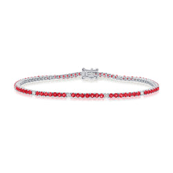 Timeless Elegance 14K Gold Ruby and Diamond Tennis Bracelet