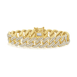 Luxurious 14K Gold Diamond Cuban Link Bracelet