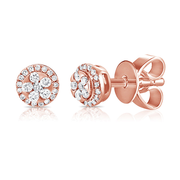 Diamond Floral Stud Earrings