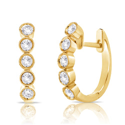 Classic 14K Gold Diamond Huggie Hoop Earrings