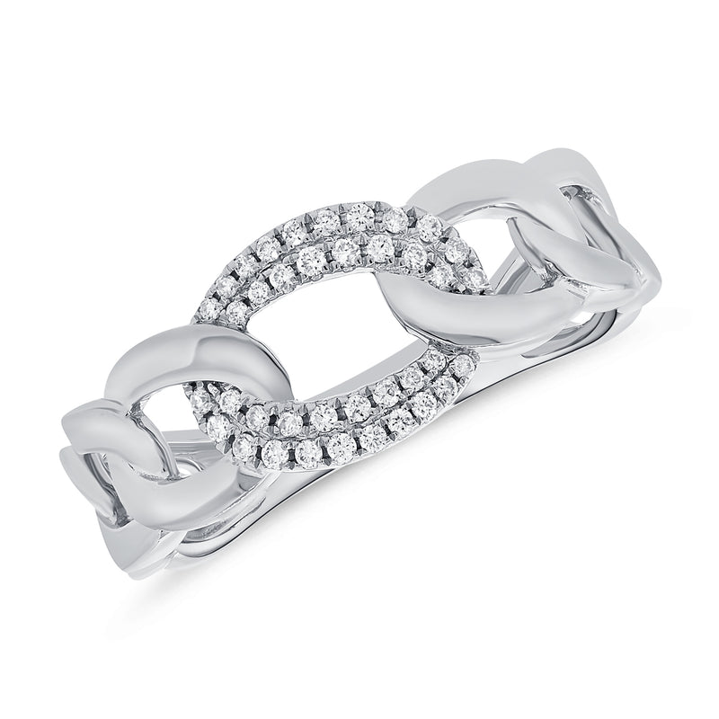 14K Gold Diamond Link Chain Ring – 0.14 Carat | White, Yellow, or Rose Gold