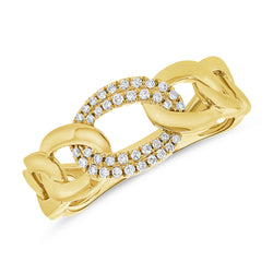 14K Gold Diamond Link Chain Ring – 0.14 Carat | White, Yellow, or Rose Gold