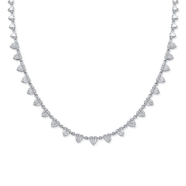 OKGs Collection Diamond Hearts Station Necklace