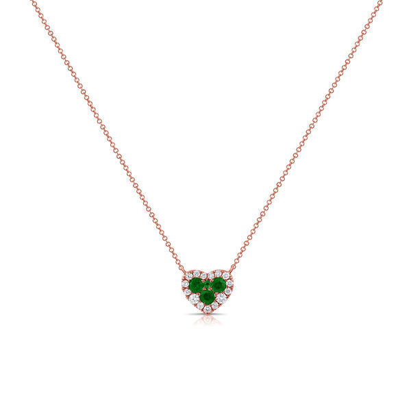 Diamond & Emerald Heart Love Necklace