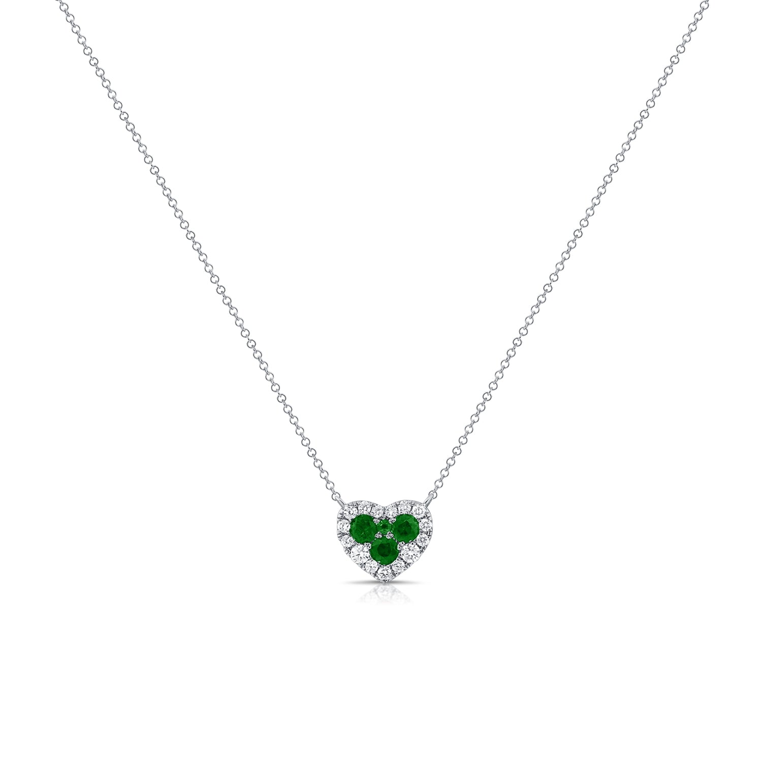Diamond & Emerald Heart Love Necklace
