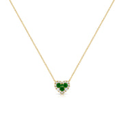 Diamond & Emerald Heart Love Necklace