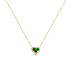 Diamond & Emerald Heart Love Necklace