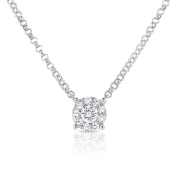 Diamond Halo Solitaire Pendant Necklace in 14K Gold