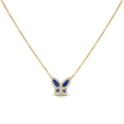 Sapphire & Diamond Butterfly Pendant Necklace