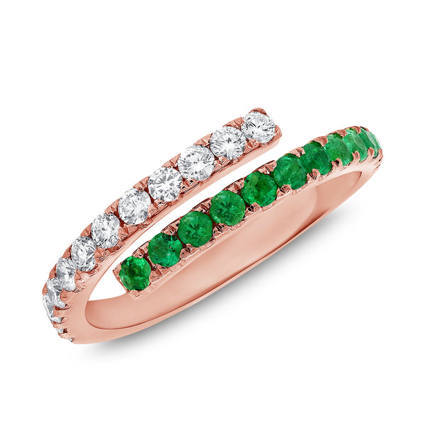 14K Gold Emerald and Diamond Wrap Ring – 0.63 Carats