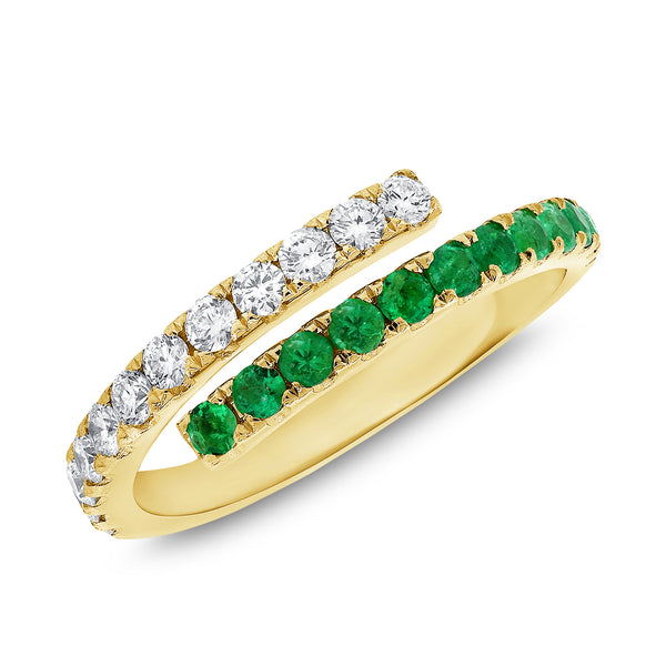 14K Gold Emerald and Diamond Wrap Ring – 0.63 Carats