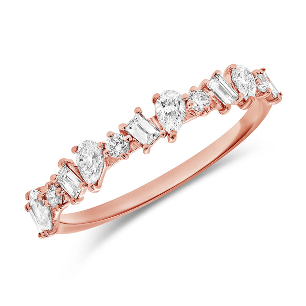 Radiant Diamond Band with Pear-Shaped and Baguette Accents in 0.55 Carats