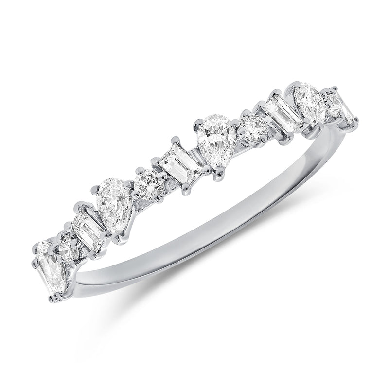 Radiant Diamond Band with Pear-Shaped and Baguette Accents in 0.55 Carats