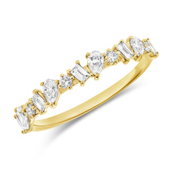 Radiant Diamond Band with Pear-Shaped and Baguette Accents in 0.55 Carats