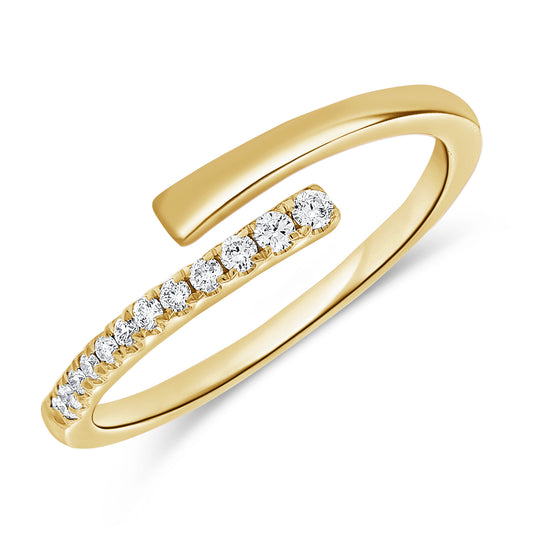 14K Gold Diamond Wrap Ring – Modern Curved Design with 0.11ct Diamonds