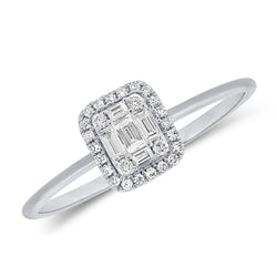 14K Gold Illusion Baguette & Round Diamond Ring (0.21ct) – White, Yellow, or Rose Gold