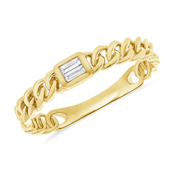 OKGs Collection 14K Gold Designer Links Chain Ring with Diamonds