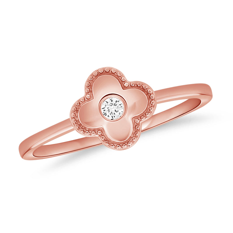 14K Gold Clover Ring with Diamonds