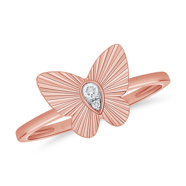 Radiant Butterfly Ring with Diamonds in 14K Gold