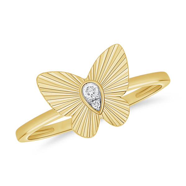 Radiant Butterfly Ring with Diamonds in 14K Gold