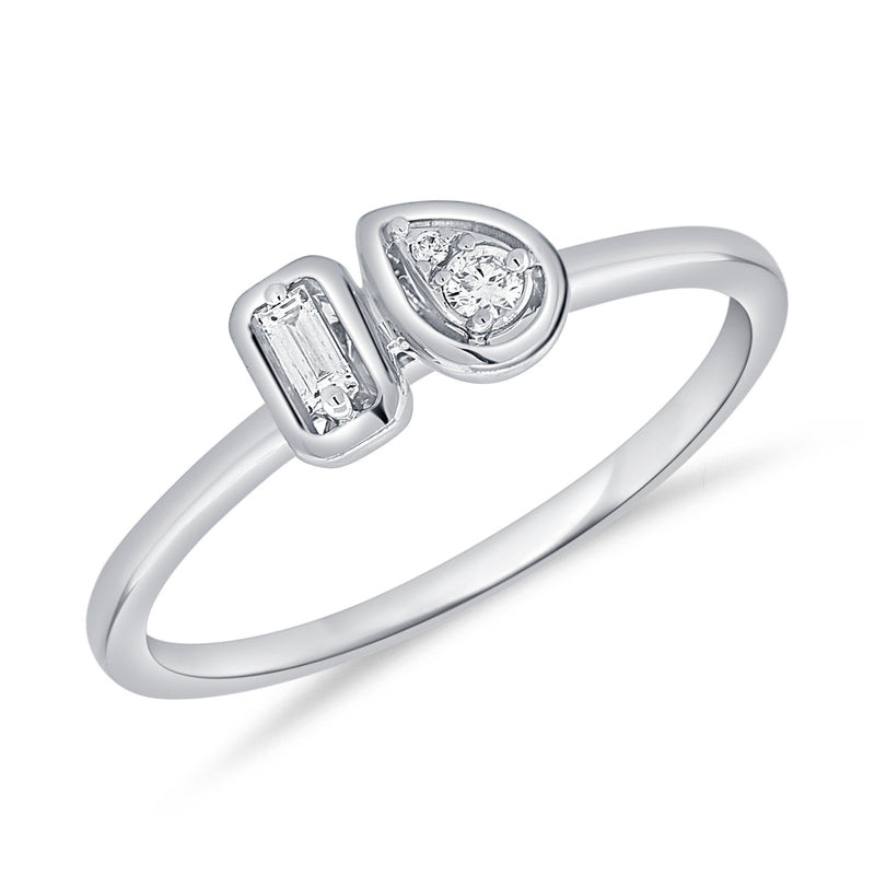 Elegant Dual Diamond Ring with 0.10 Carat Baguettes