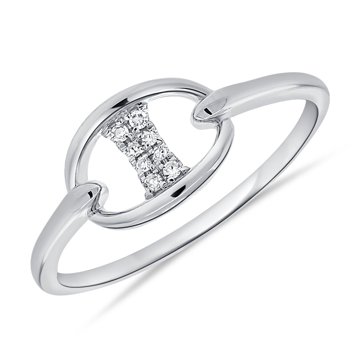 14K Gold Open Link Diamond Ring – Minimalist Diamond Link Ring (0.04 CTW)