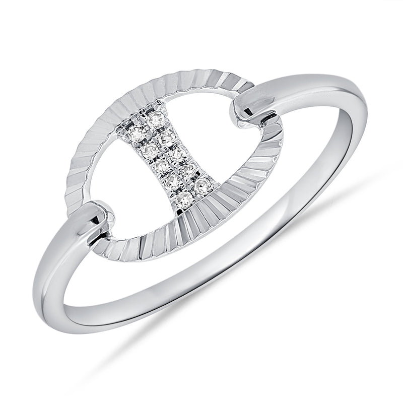 Diamond Fluted Oval Ring