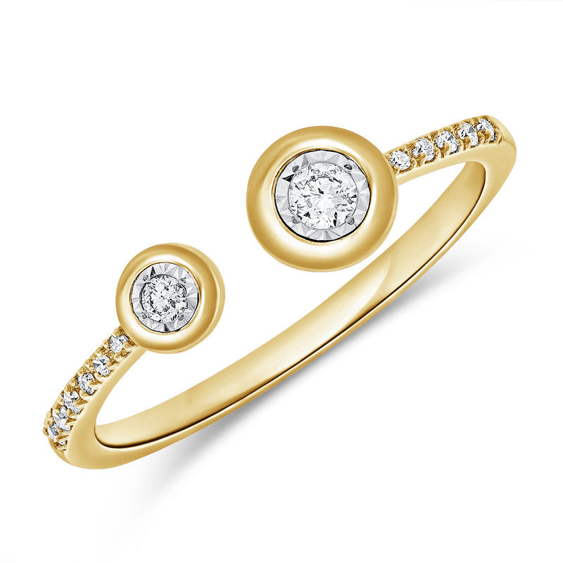 14K Gold Bezel Set Double Diamond Open Ring