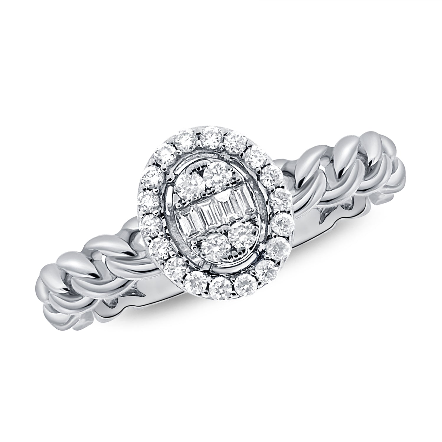 0.26 Carat Diamond and Baguette Halo Ring