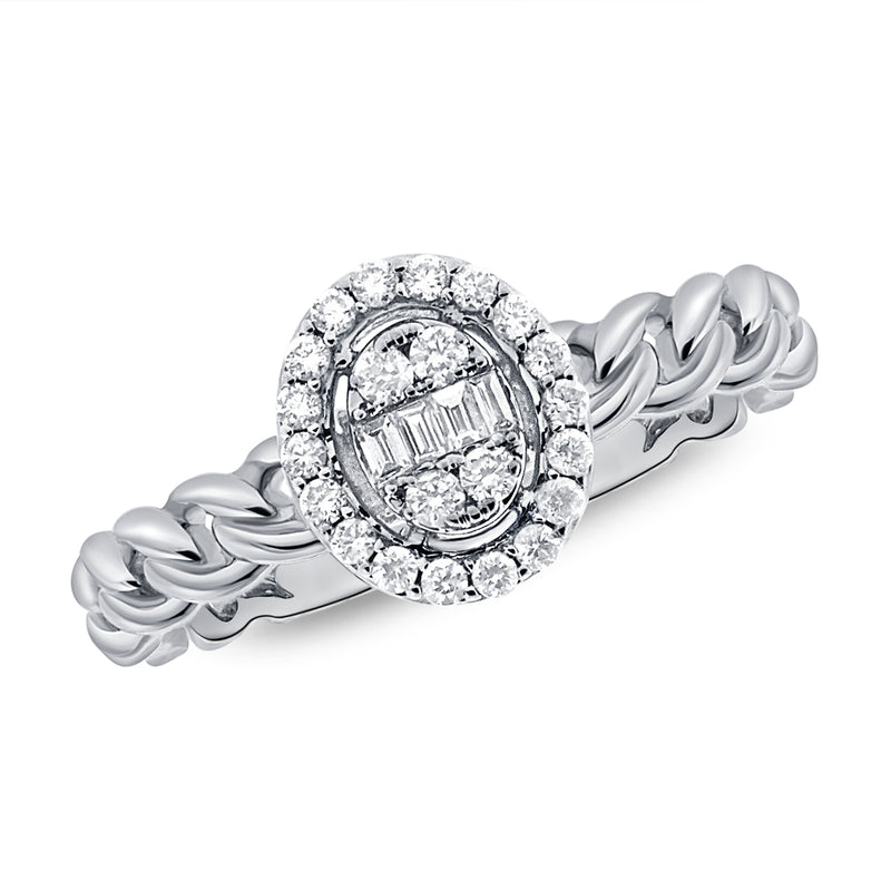 0.26 Carat Diamond and Baguette Halo Ring