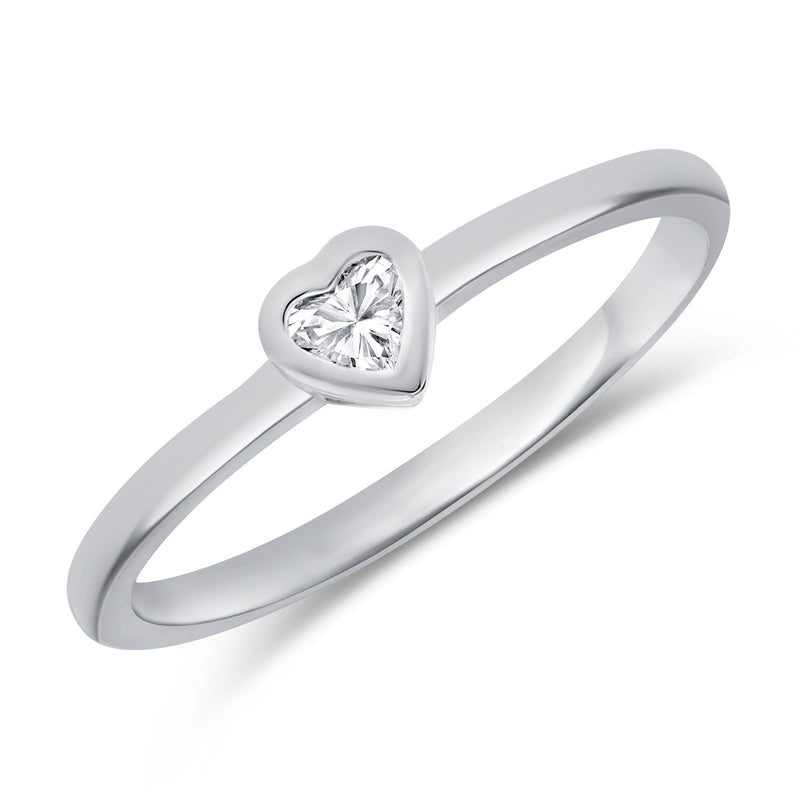 14K Gold Heart Shaped Diamond Solitaire Ring