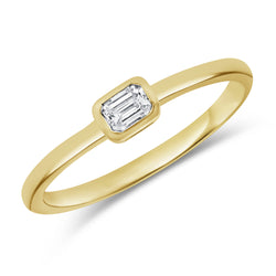 14K Gold Emerald Shaped Diamond Solitaire Ring