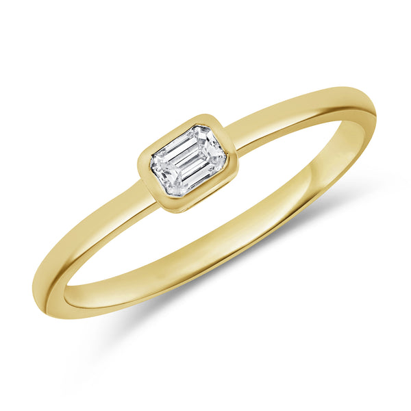 14K Gold Emerald Shaped Diamond Solitaire Ring