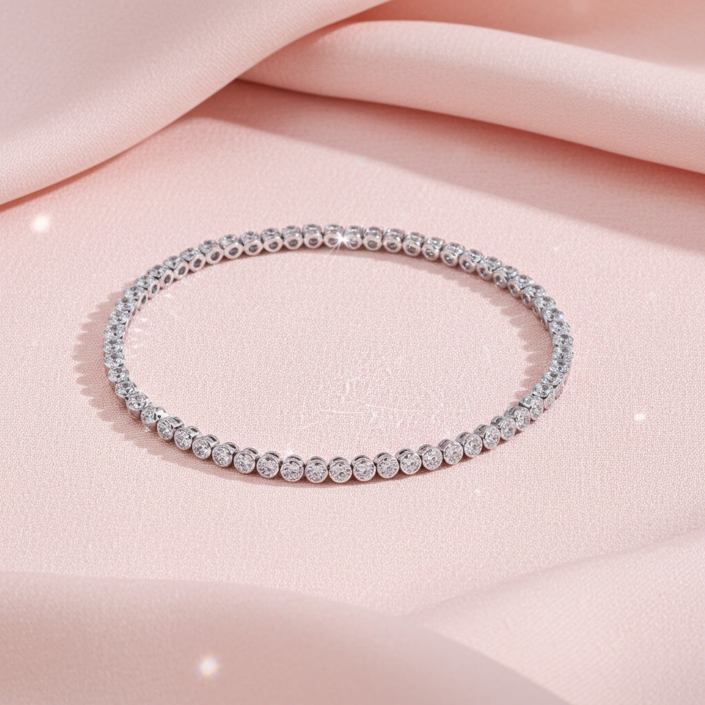 Bezel Set Round Diamond Tennis Bracelet