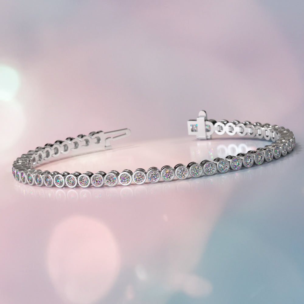 Bezel Set Round Diamond Tennis Bracelet